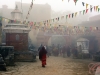 The temple on a foggy morning